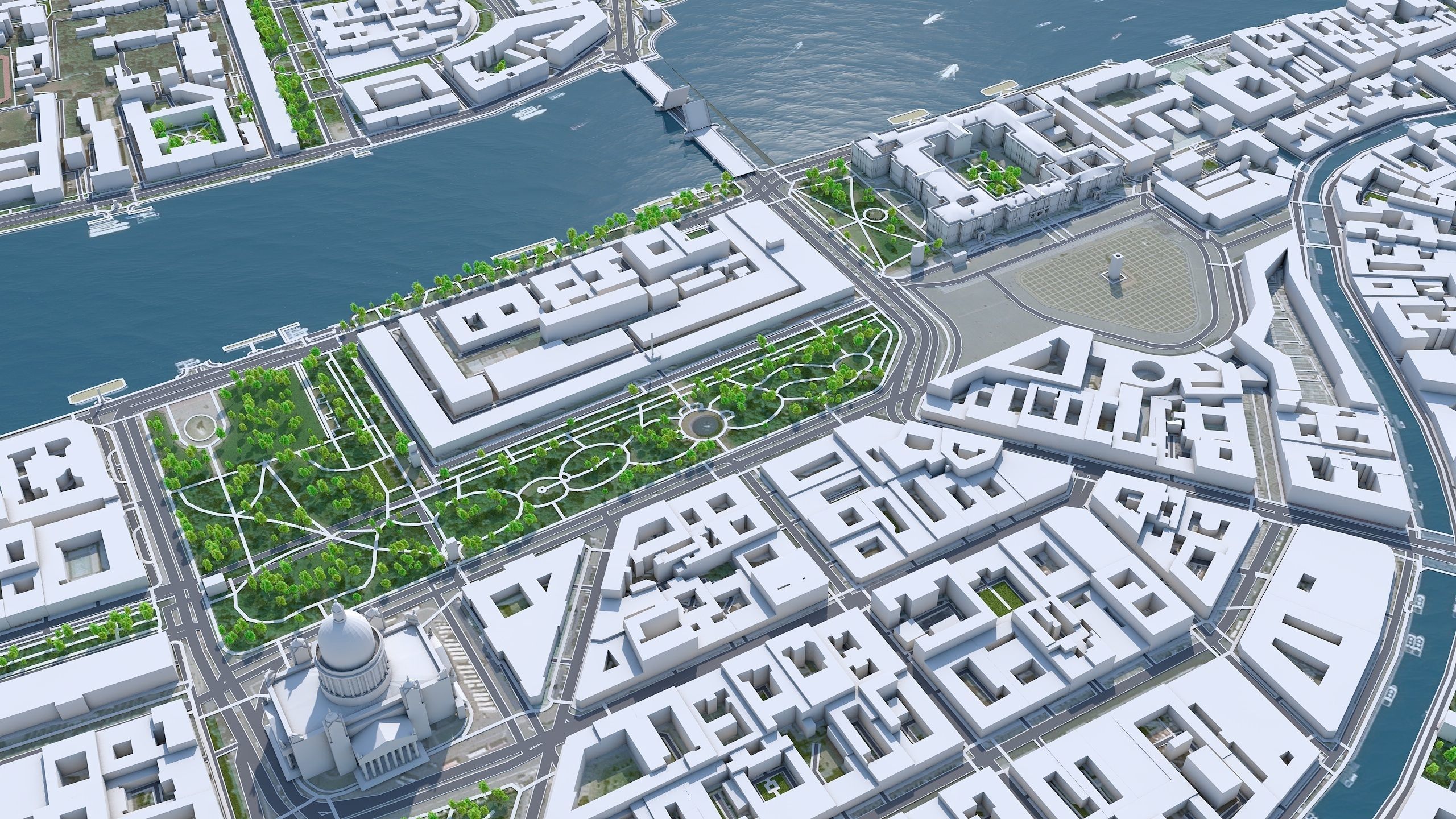 Saint Petersburg Downtown Russia Low-poly 3D model_1