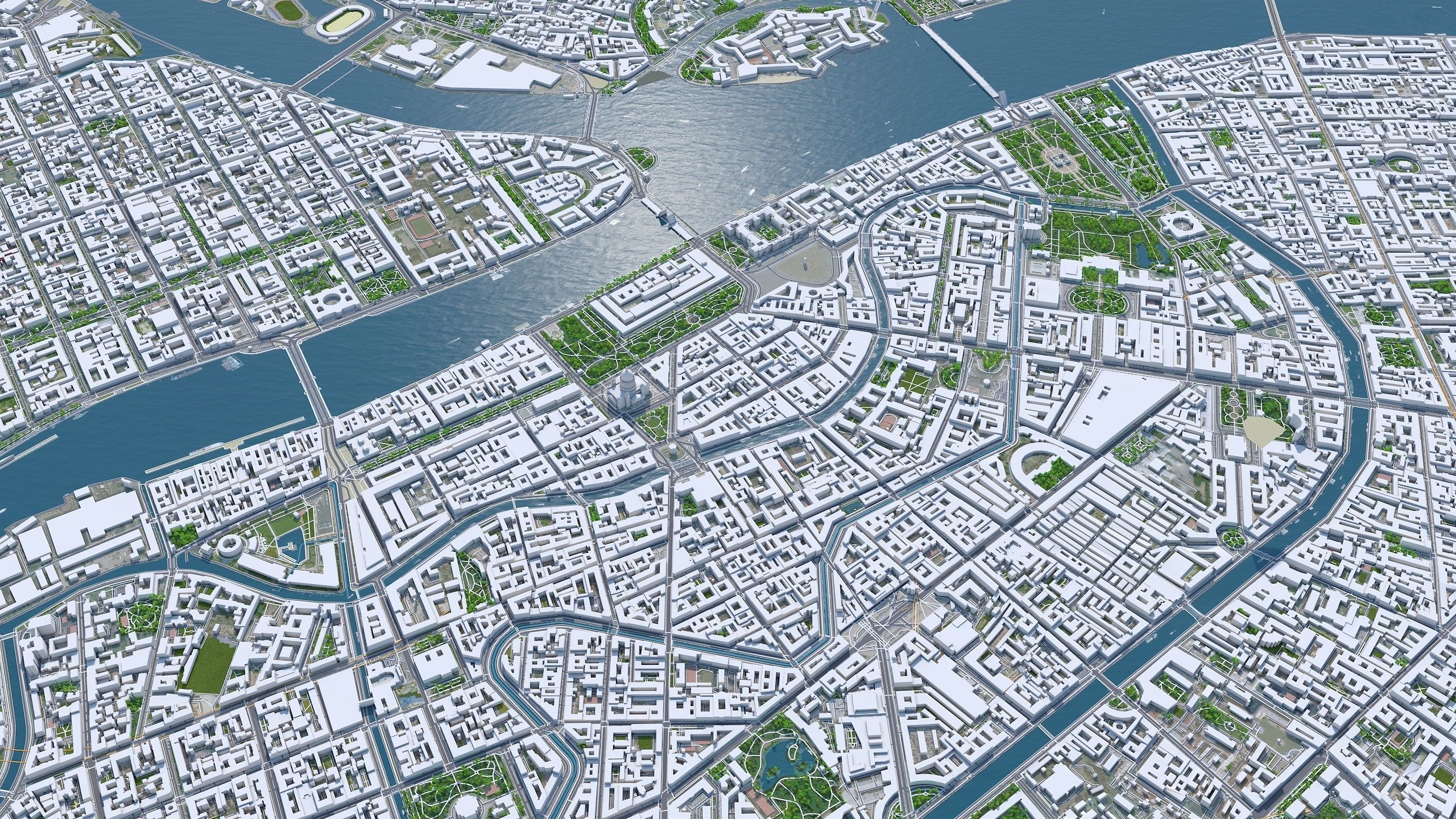 Saint Petersburg Downtown Russia Low-poly 3D model_2