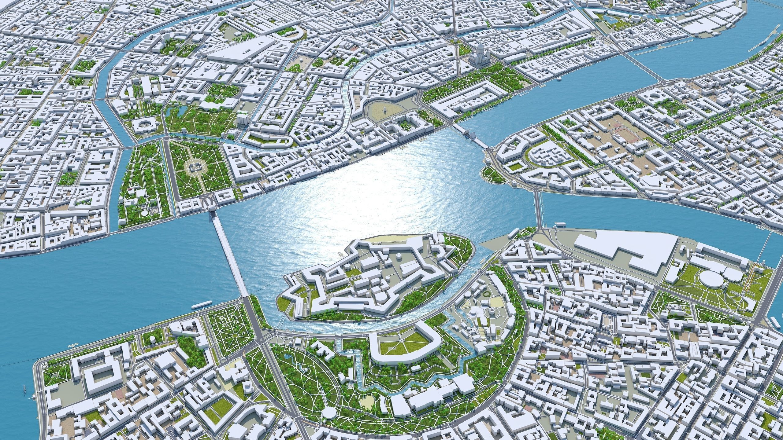 Saint Petersburg Downtown Russia Low-poly 3D model_5