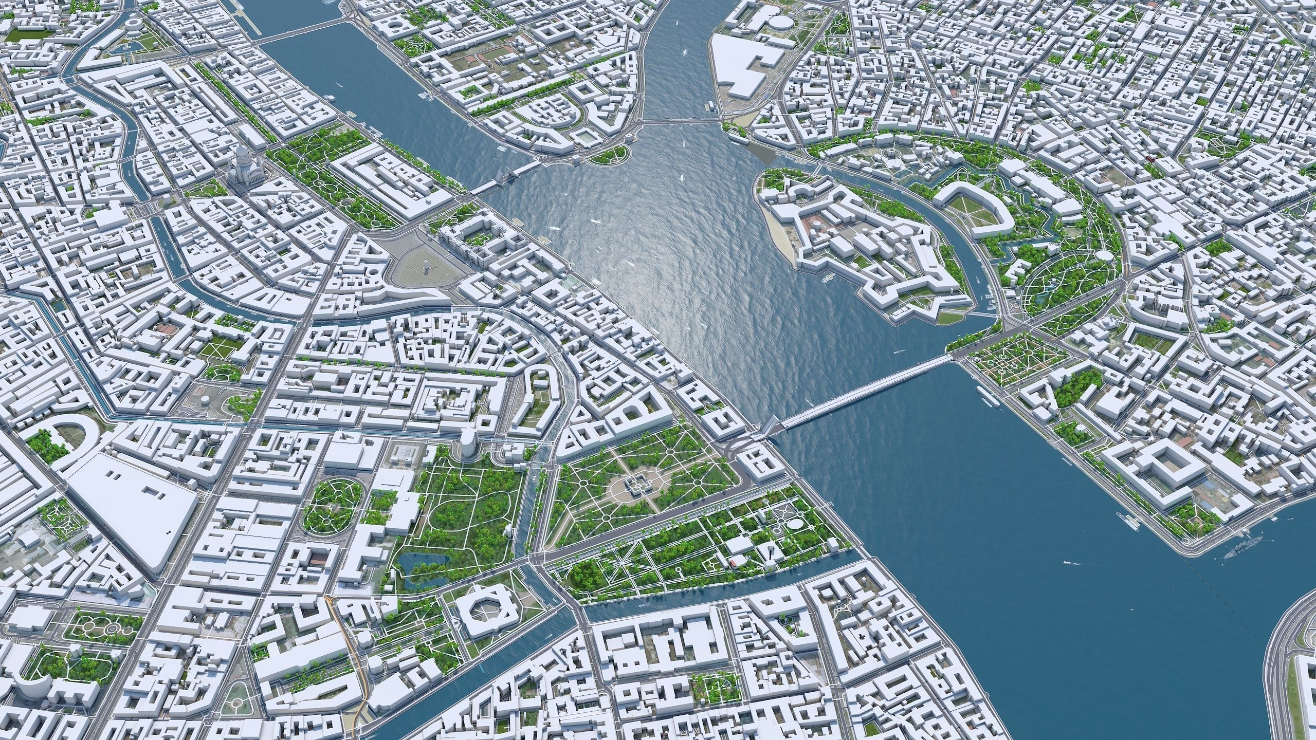 Saint Petersburg Downtown Russia Low-poly 3D model_3