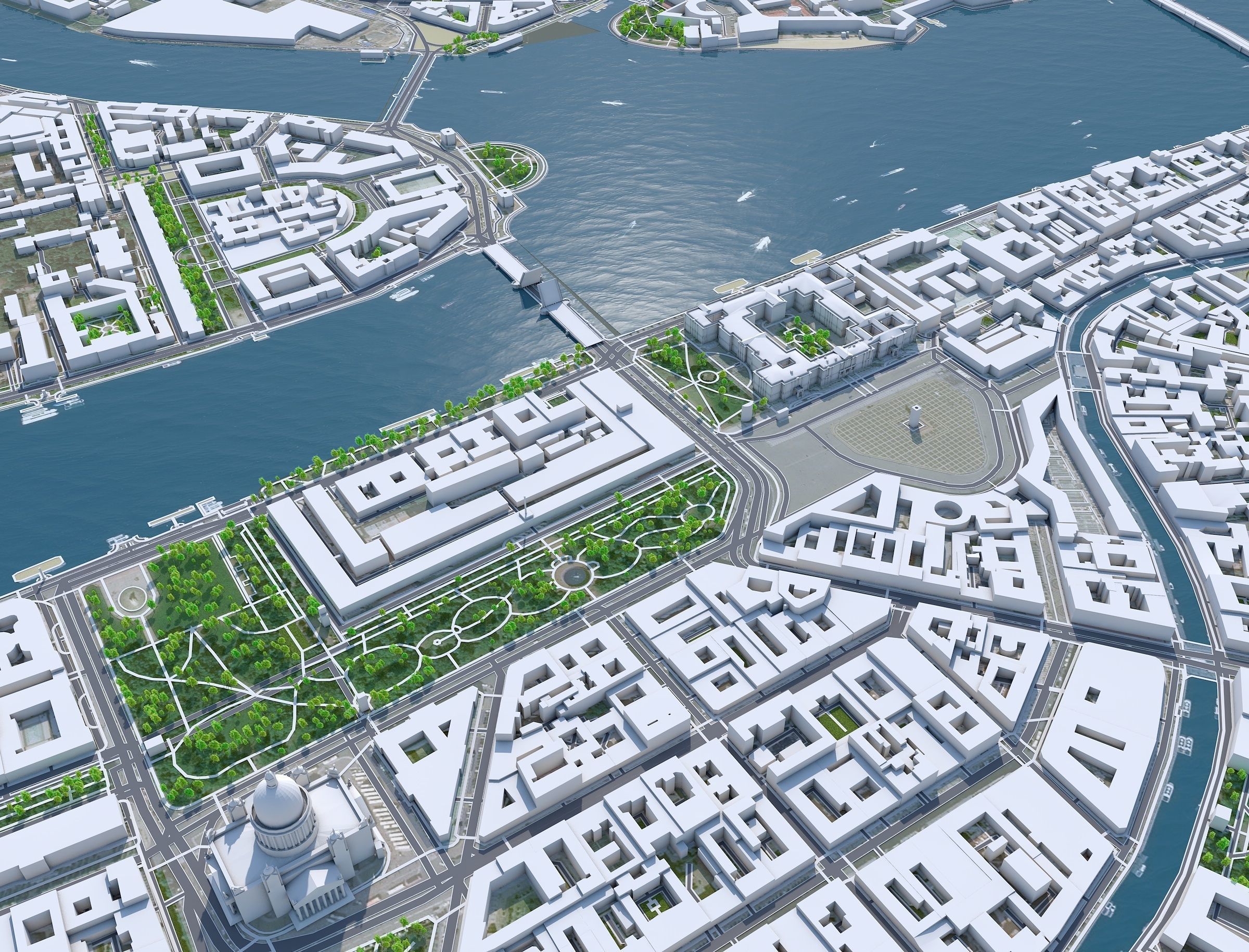 Saint Petersburg Downtown Russia Low-poly 3D model_10