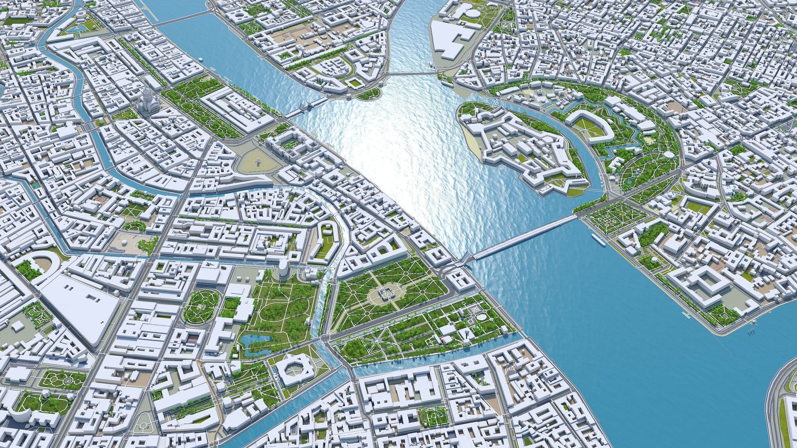 Saint Petersburg Downtown Russia Low-poly 3D model_4