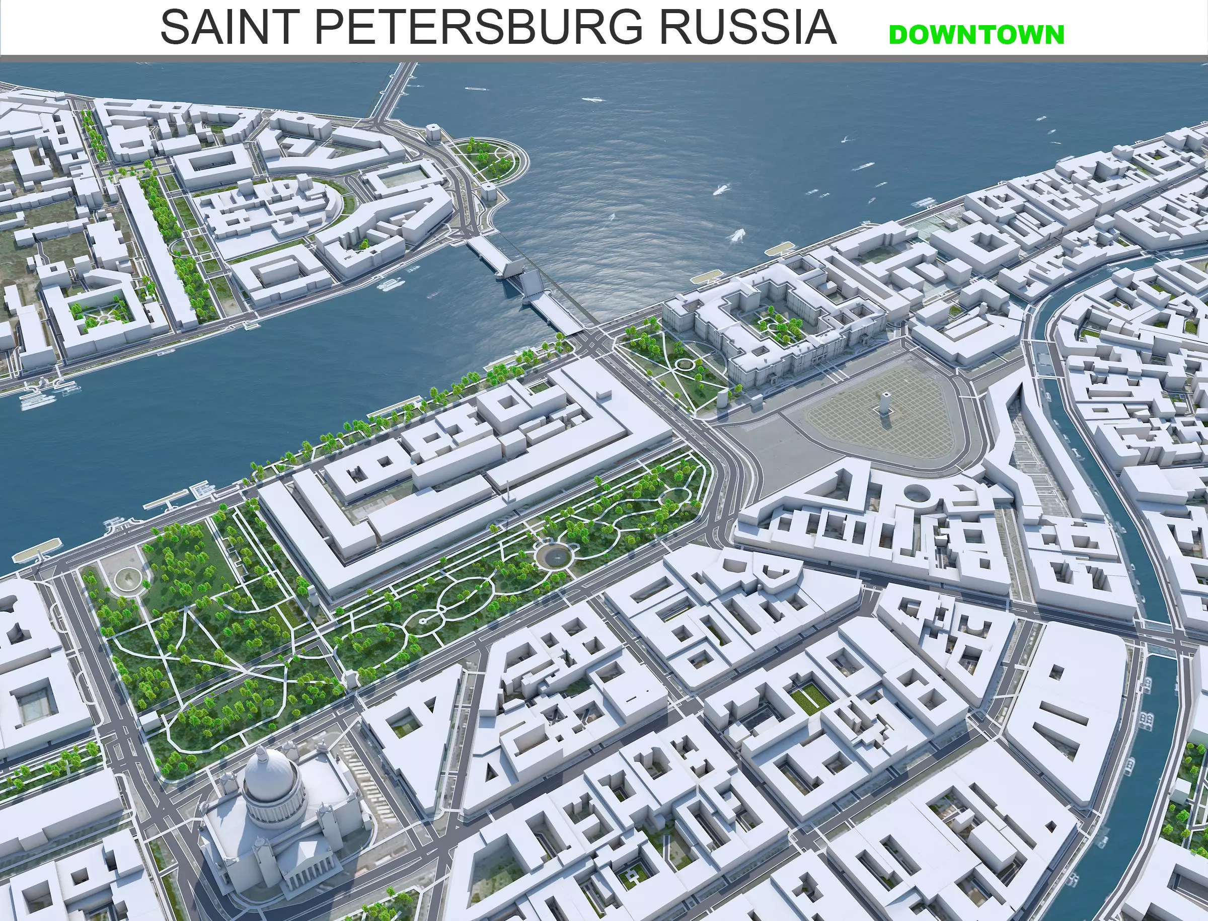 Saint Petersburg Downtown Russia Low-poly 3D model_0