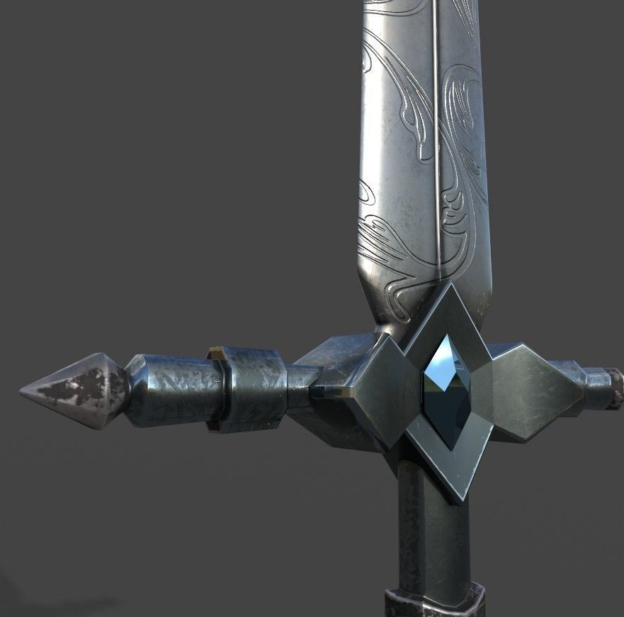 Simple medieval dark metal sword 8 k textures lowpoly Low-poly 3D model_2