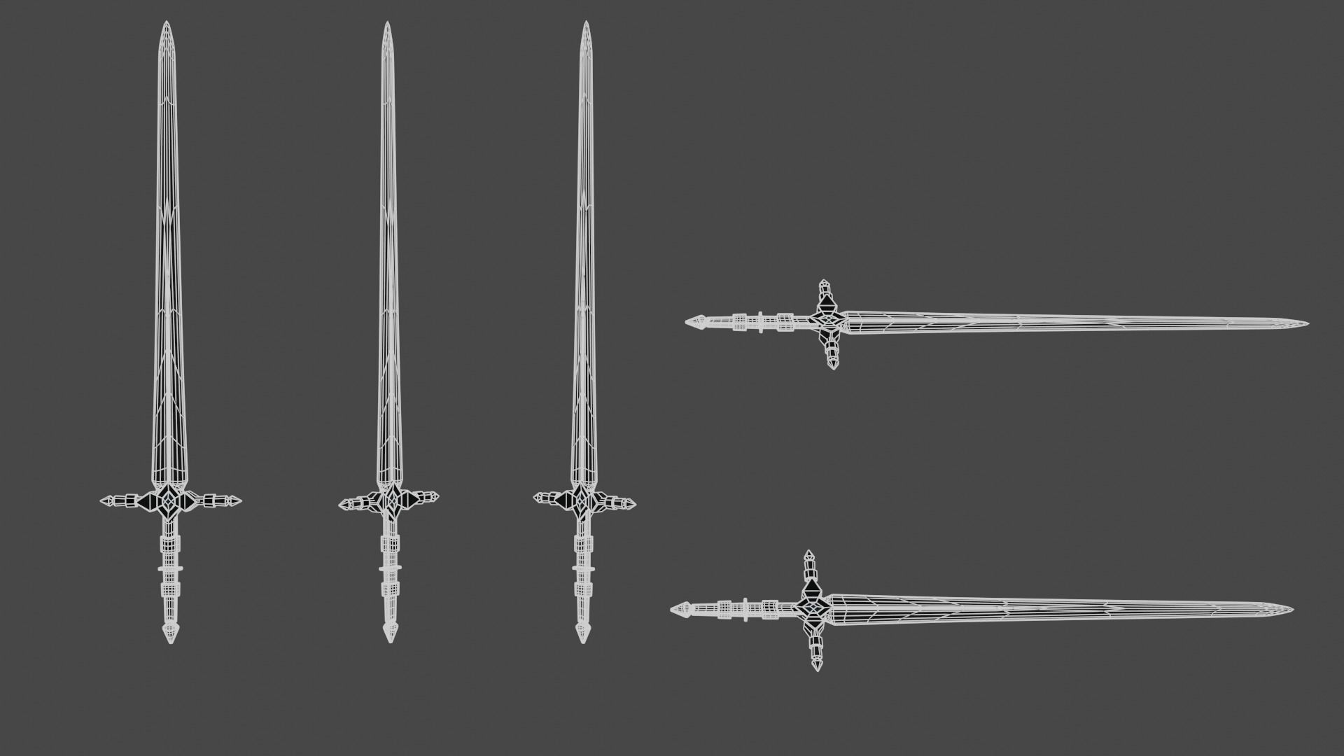 Simple medieval dark metal sword 8 k textures lowpoly Low-poly 3D model_8