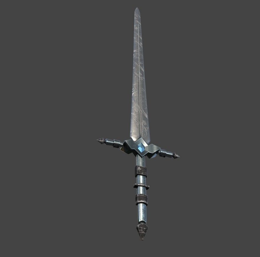 Simple medieval dark metal sword 8 k textures lowpoly Low-poly 3D model_1