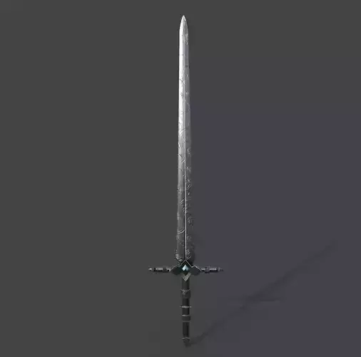 Simple medieval dark metal sword 8 k textures lowpoly Low-poly 3D model