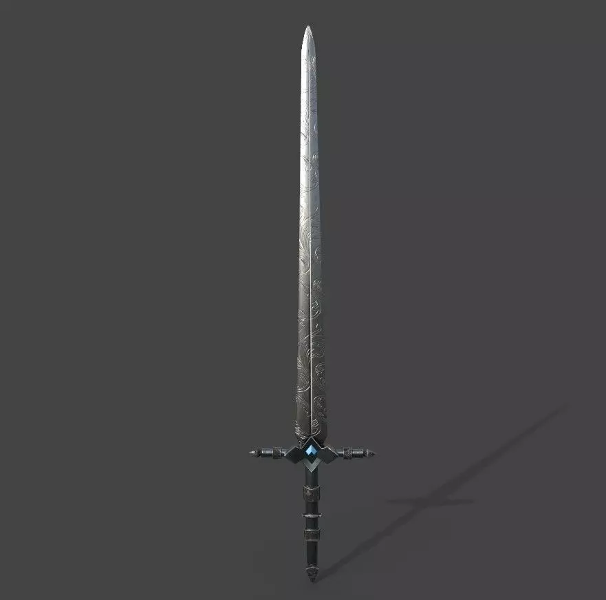 Simple medieval dark metal sword 8 k textures lowpoly Low-poly 3D model_0