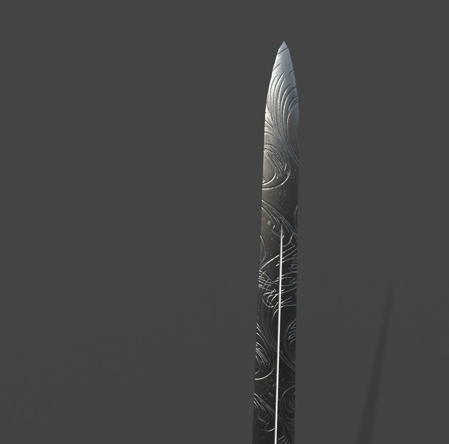 Simple medieval dark metal sword 8 k textures lowpoly Low-poly 3D model_7