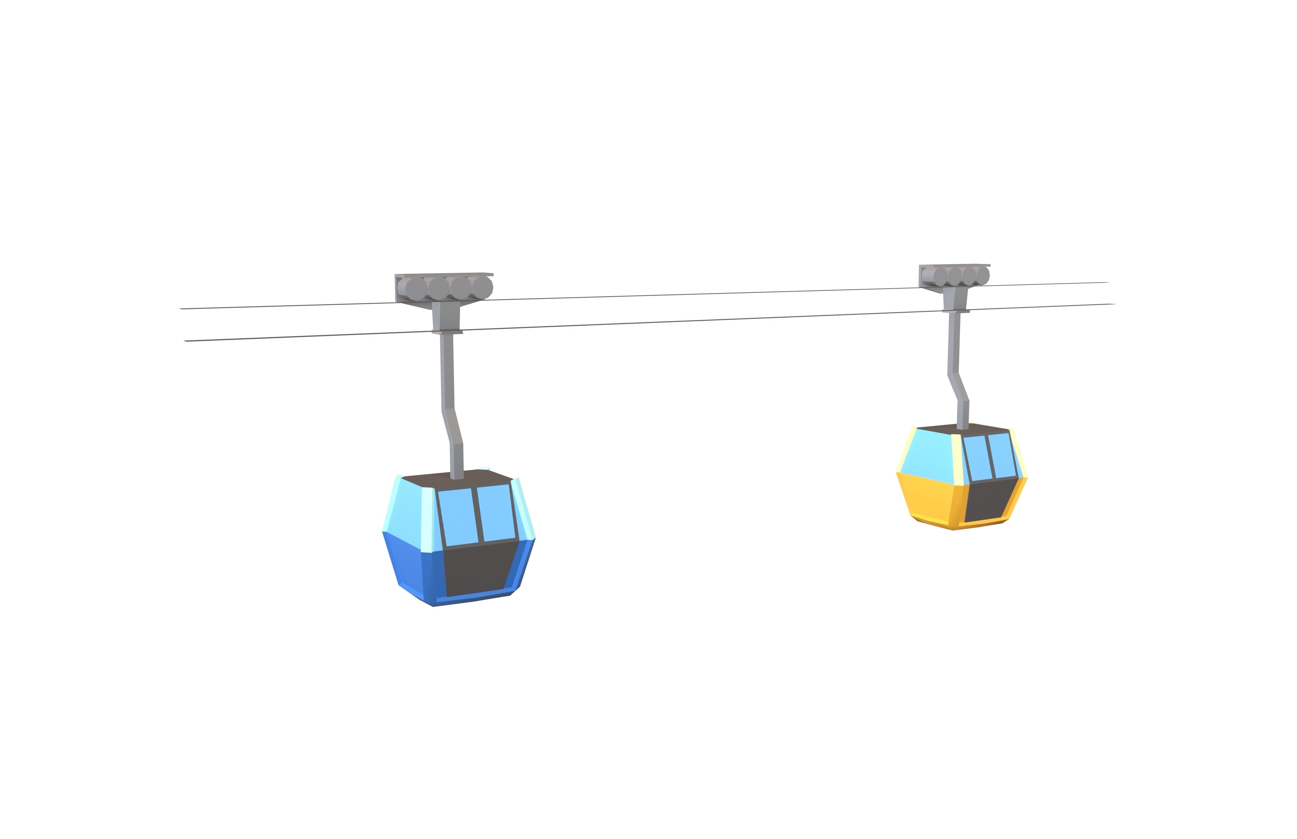 Cartoon Cable Car v1 001 Low-poly 3D model_3