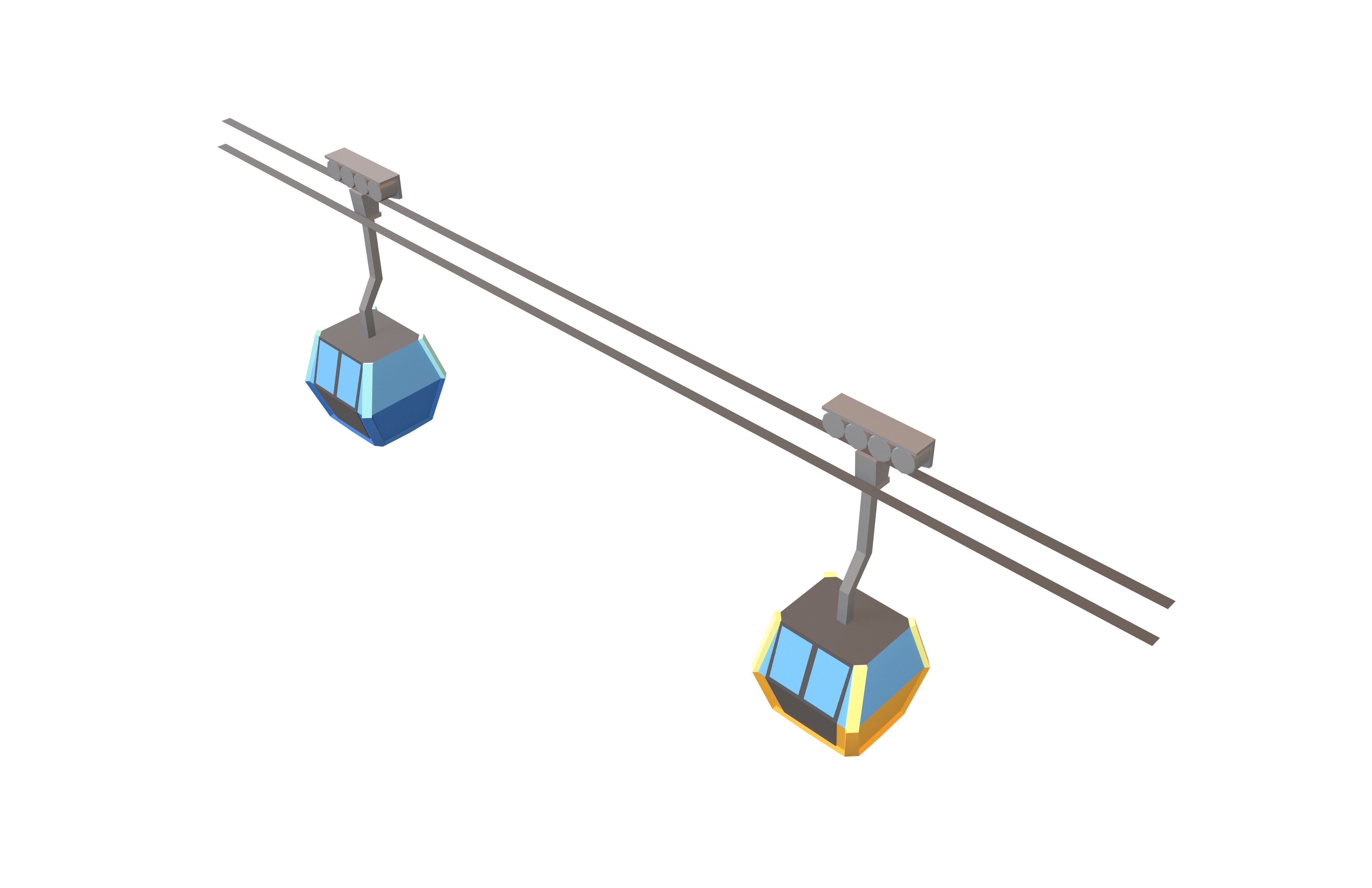 Cartoon Cable Car v1 001 Low-poly 3D model_1