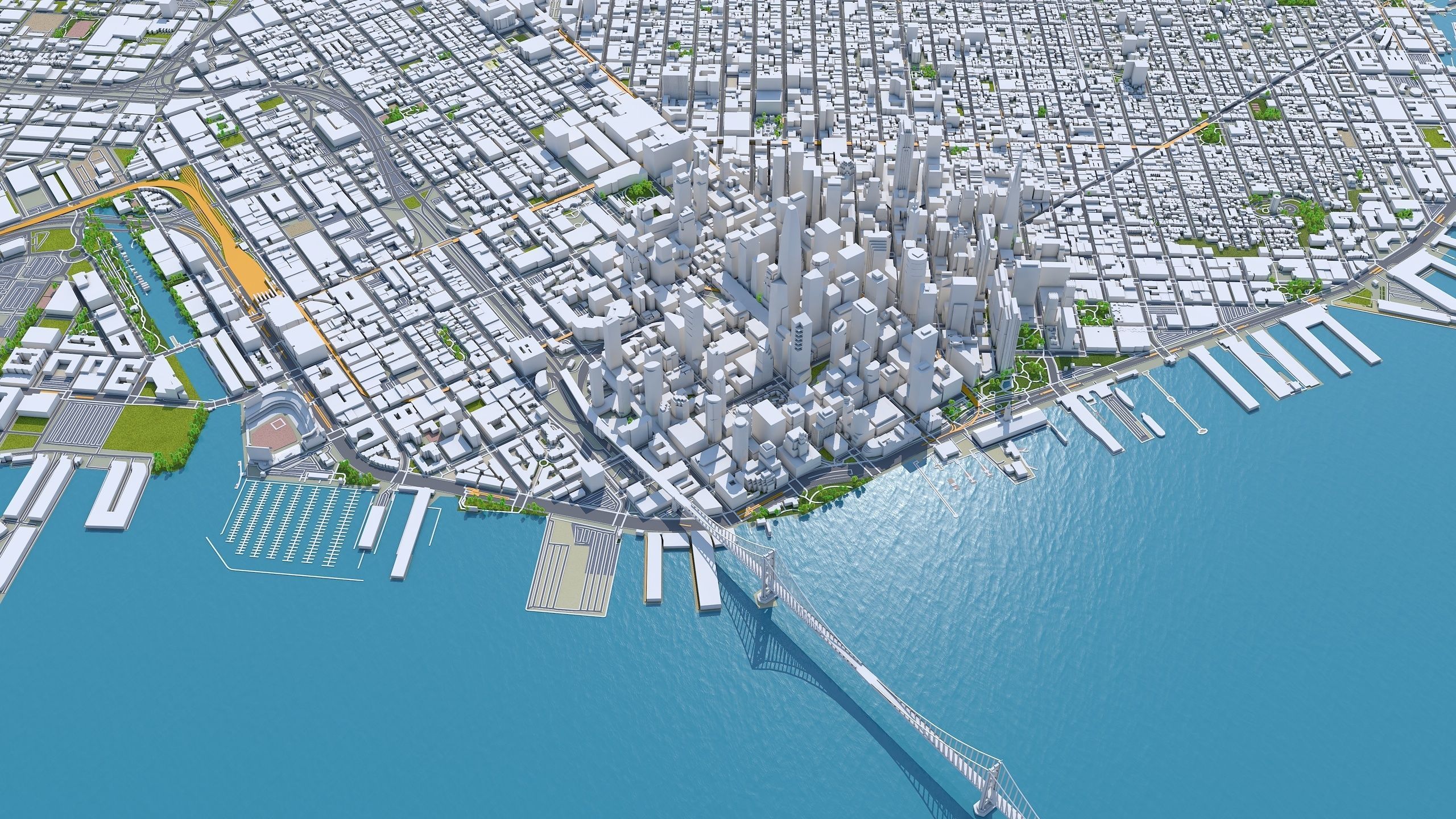 San Francisco Downtown California USA Low-poly 3D model_3