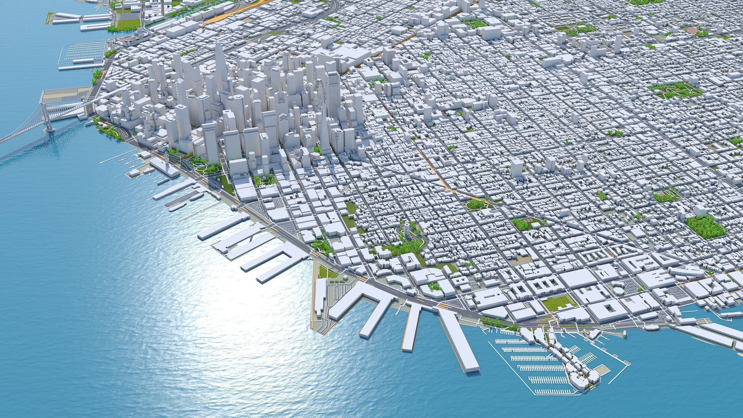 San Francisco Downtown California USA Low-poly 3D model_4