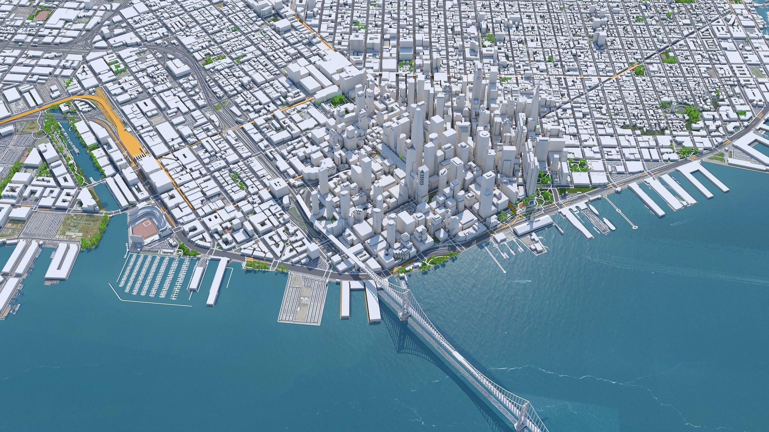 San Francisco Downtown California USA Low-poly 3D model_2