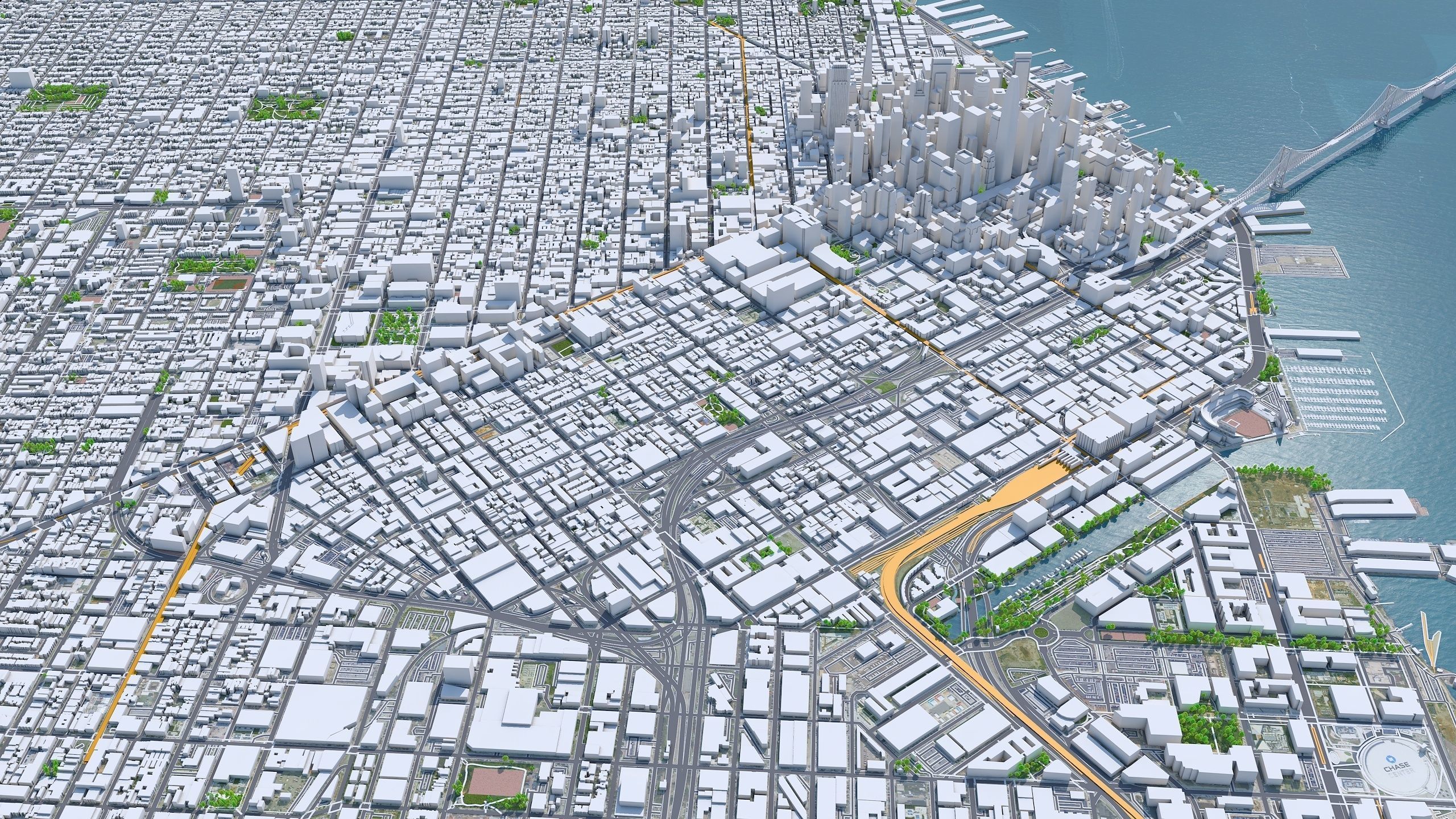 San Francisco Downtown California USA Low-poly 3D model_1