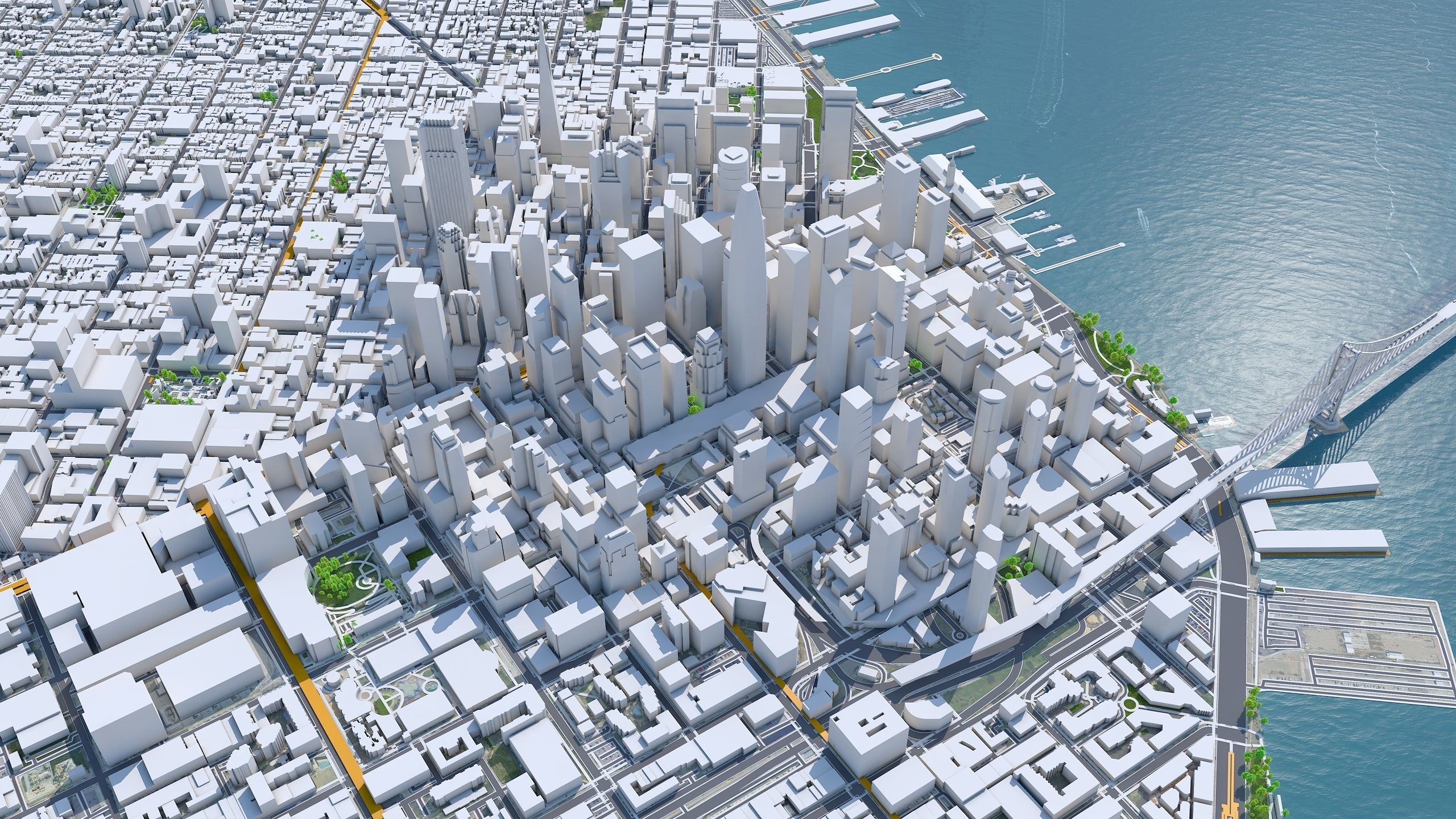 San Francisco Downtown California USA Low-poly 3D model_7
