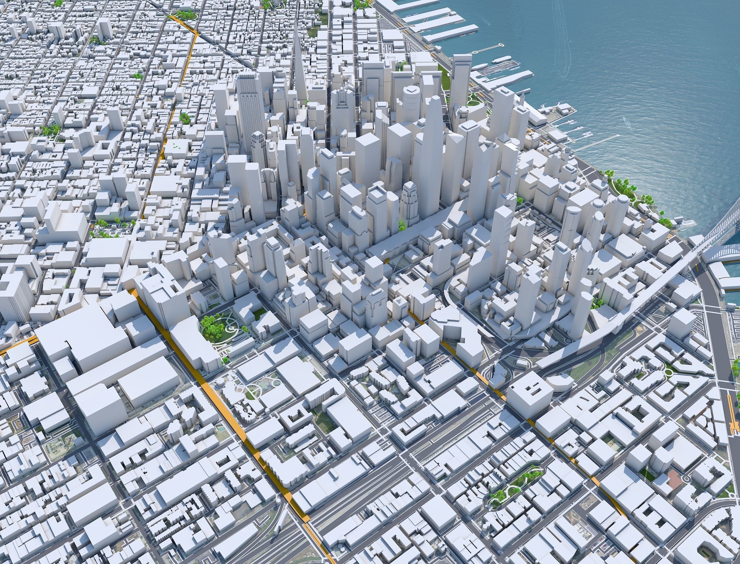 San Francisco Downtown California USA Low-poly 3D model_10