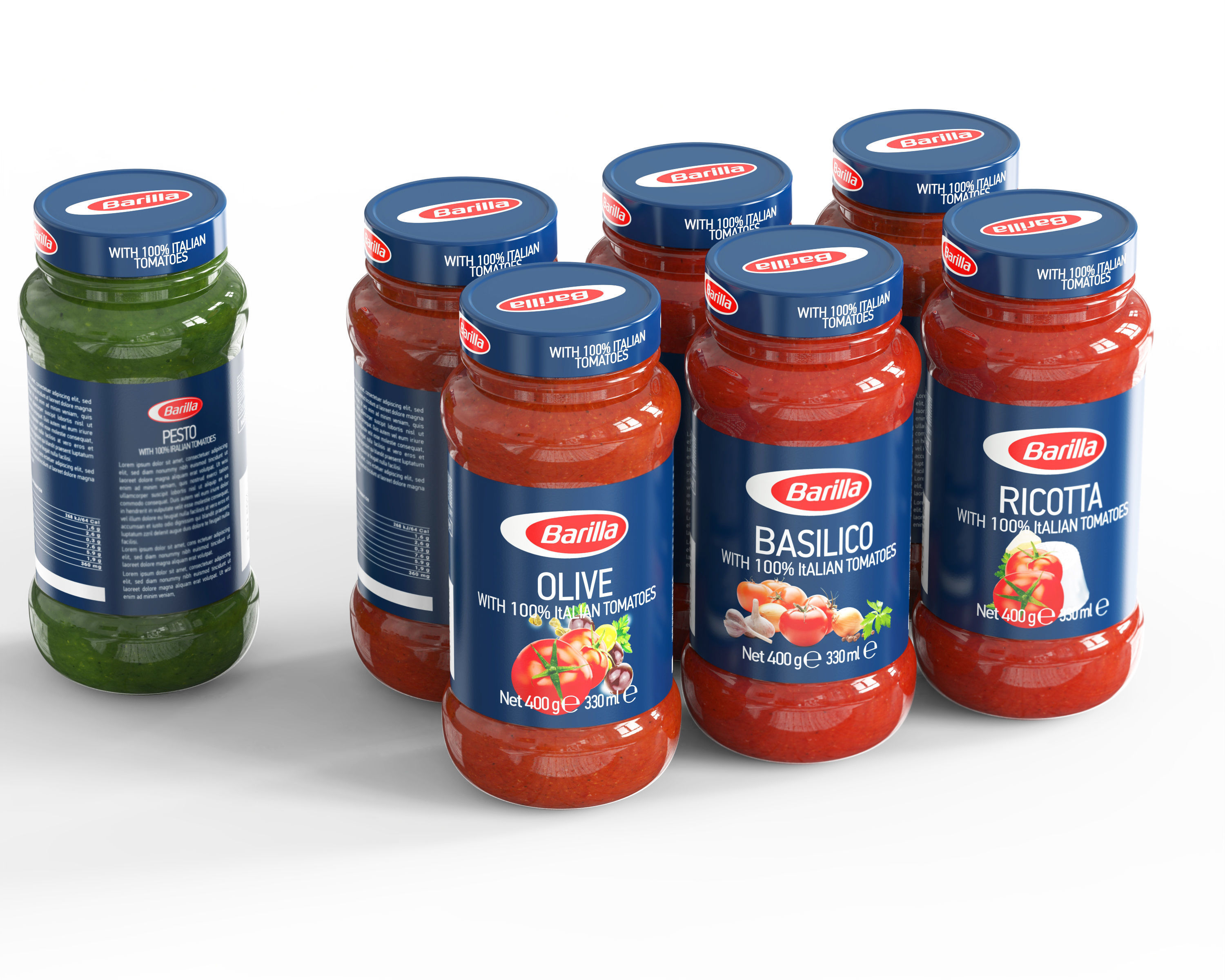 Sauce jar collection 3D model_1