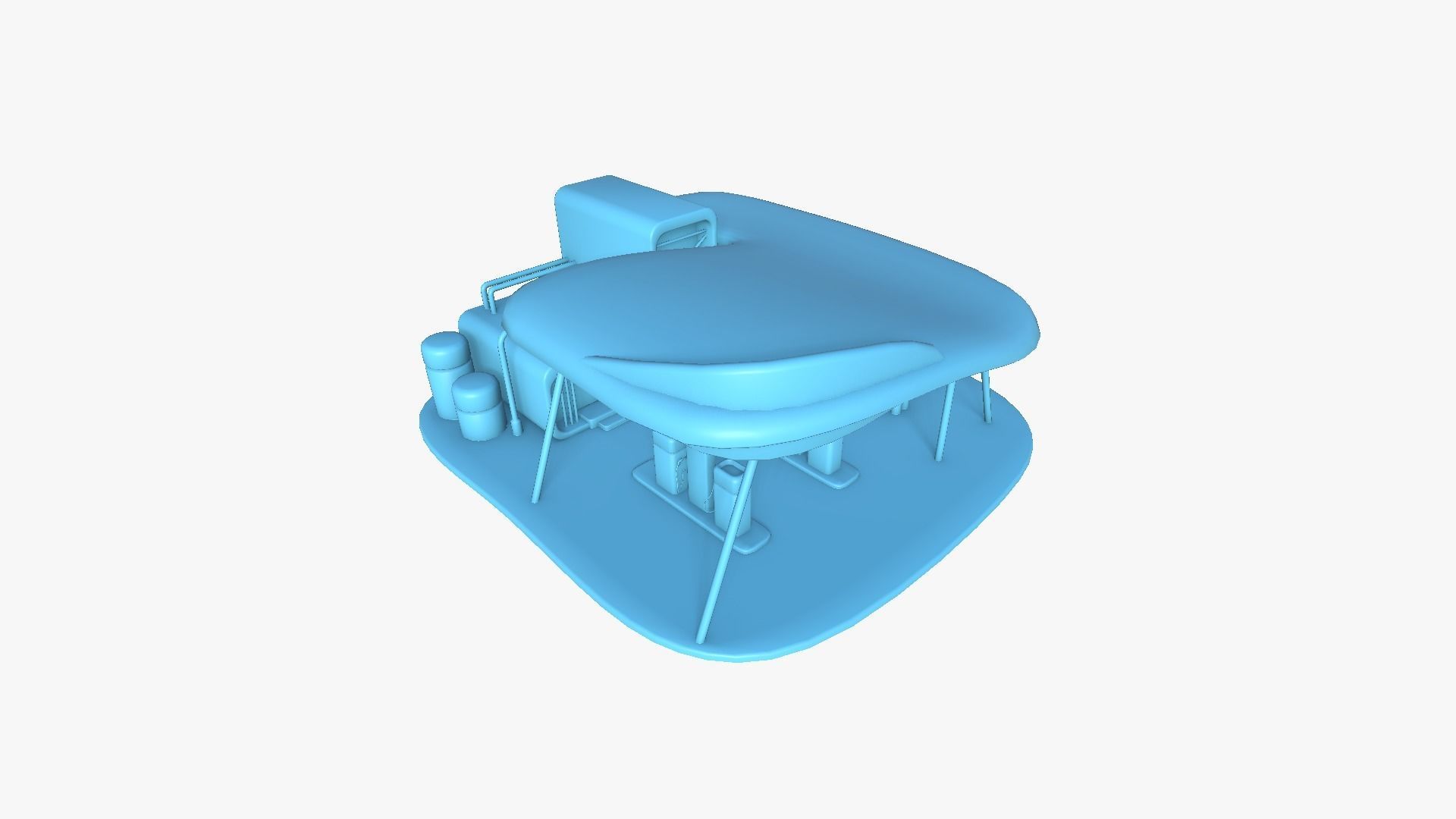 SciFi Gas Station A06 Green - Sci Fi Exterior Design Low-poly 3D model_8