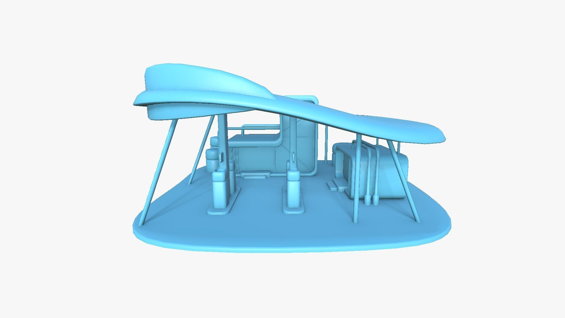 SciFi Gas Station A06 Green - Sci Fi Exterior Design Low-poly 3D model_13