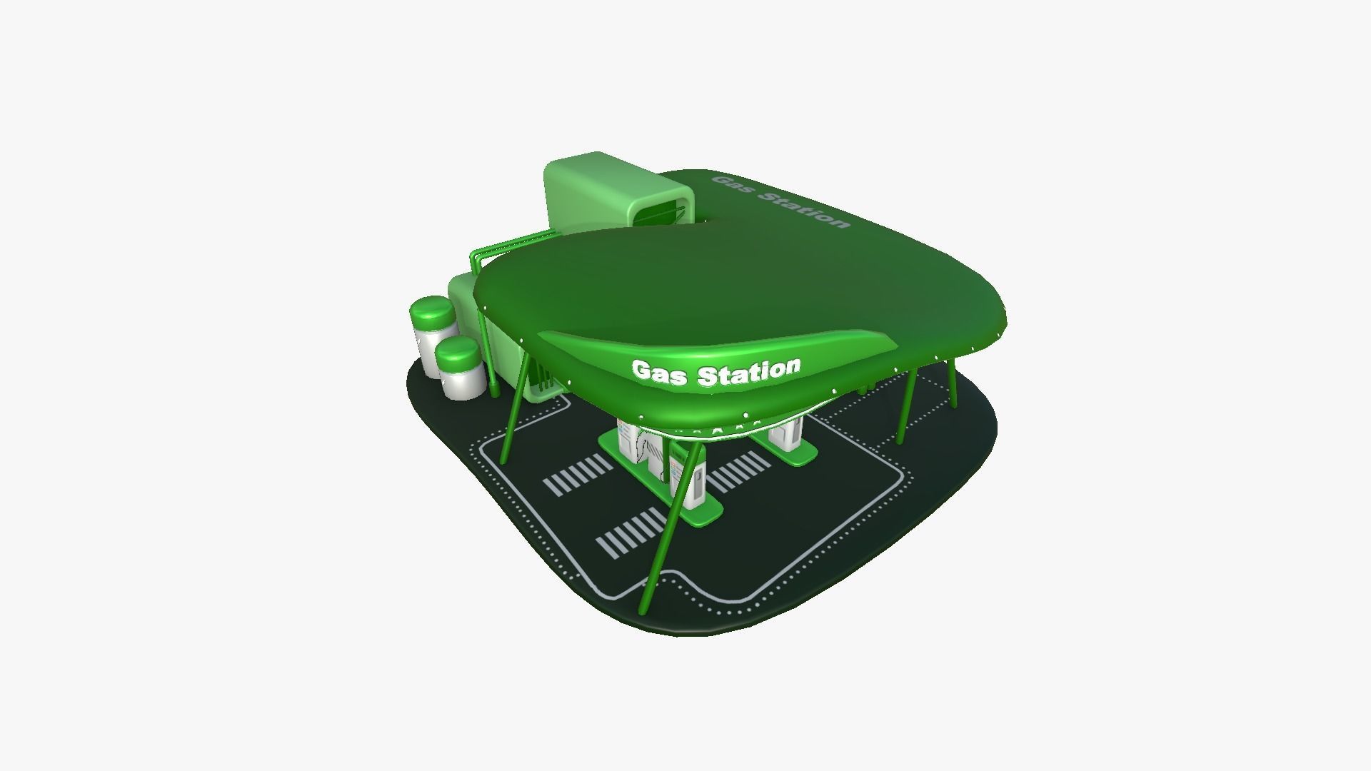SciFi Gas Station A06 Green - Sci Fi Exterior Design Low-poly 3D model_4
