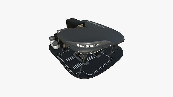SciFi Gas Station A07 Black - Sci Fi Exterior Design Low-poly 3D model 5