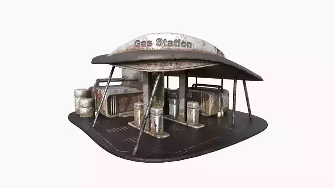 SciFi Gas Station A10 Abandoned - Sci Fi Exterior Design Low-poly 3D model