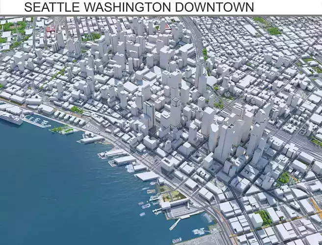Seattle Downtown Washington USA Low-poly 3D model