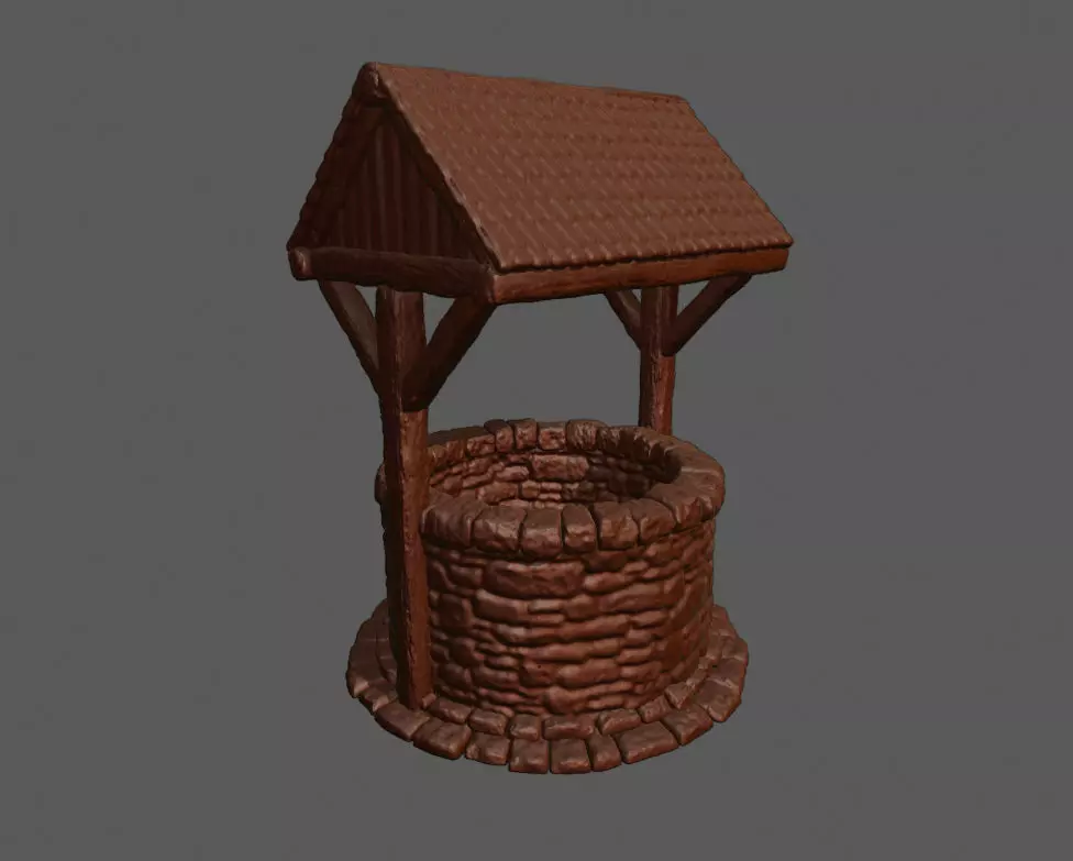 Well 3D Print wooden water 3D print model_0