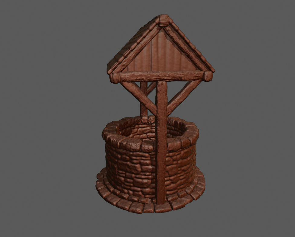 Well 3D Print wooden water 3D print model_2
