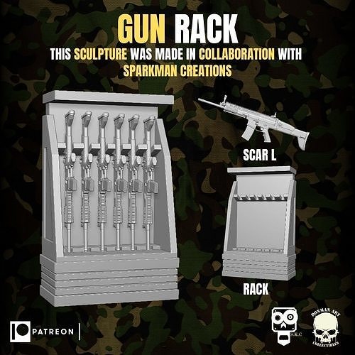 Gun Rack for Action Figures 3D model 3D printable CGTrader