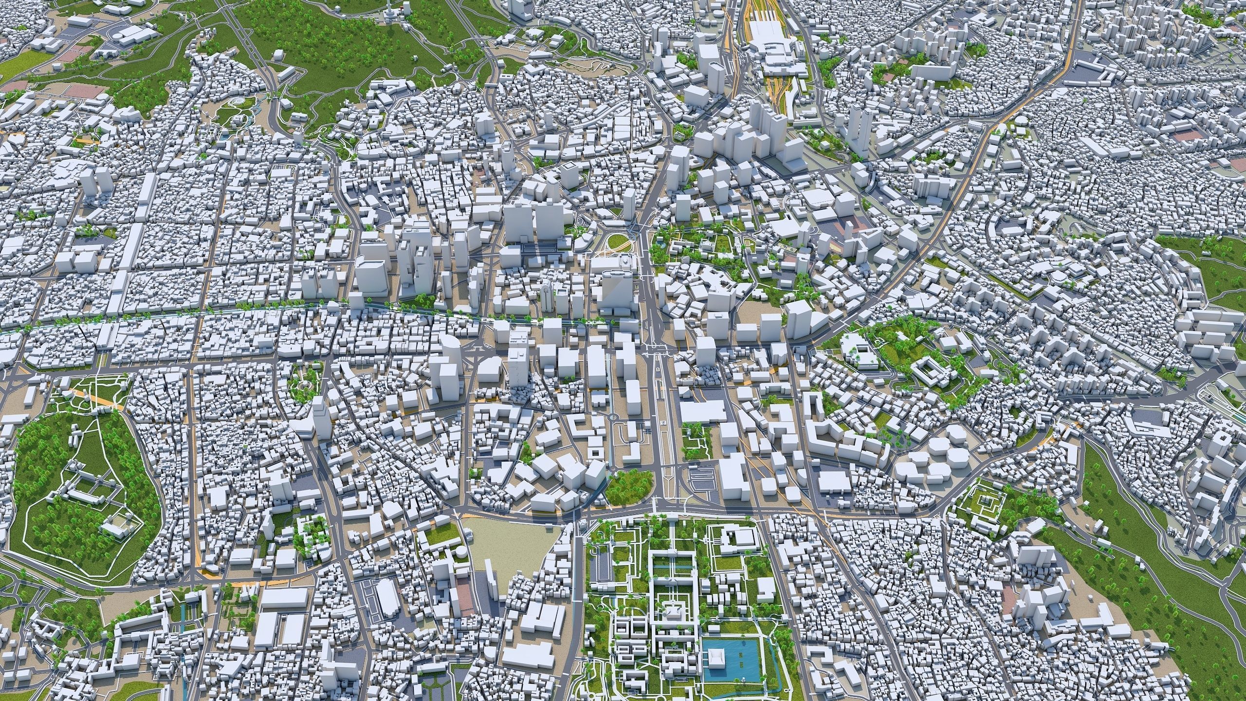 Seoul Downtown South Korea Low-poly 3D model_5
