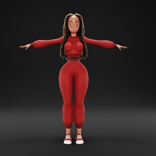 CARTOON GIRL RIGGED 3D model