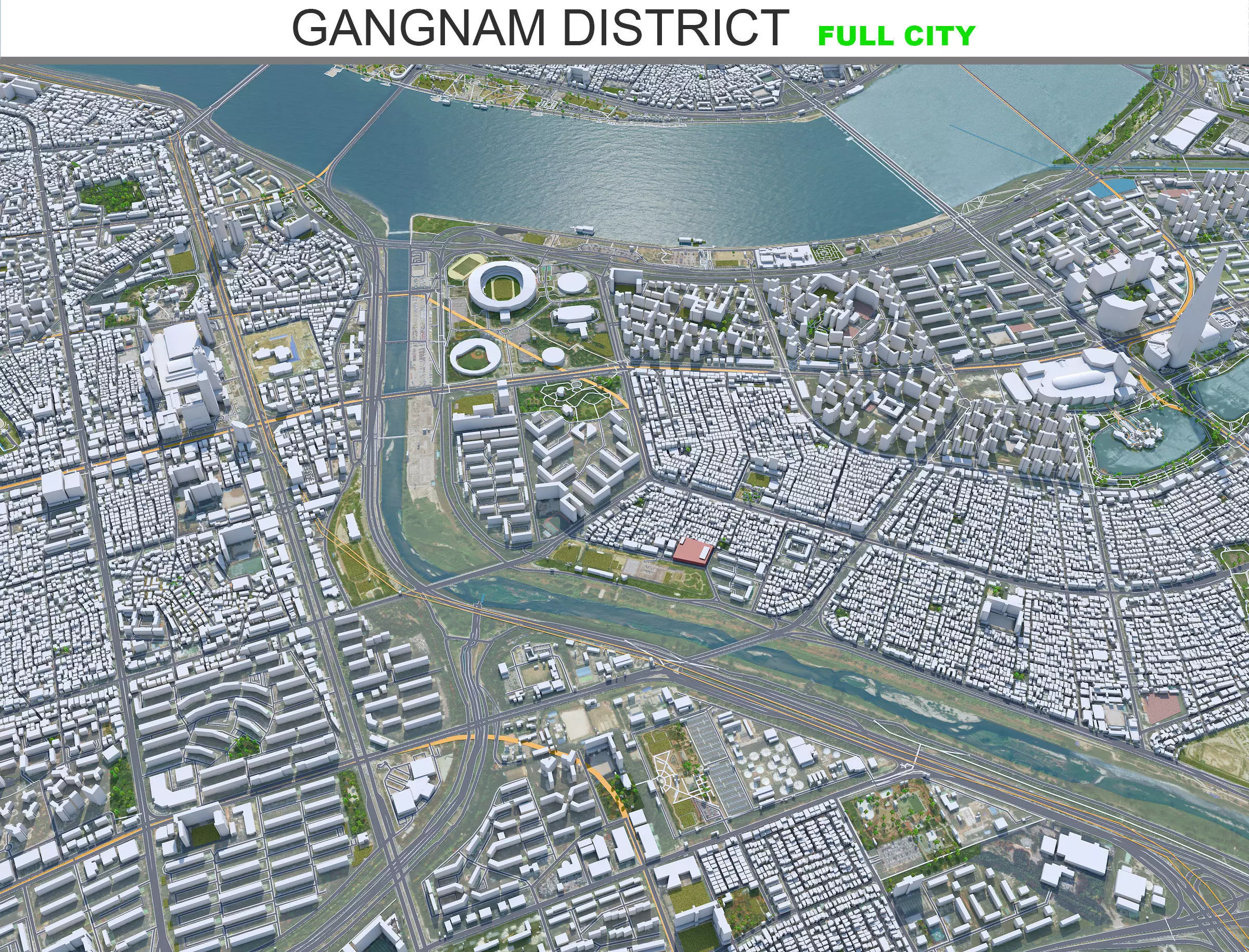 Gangnam District Seoul South Korea Low-poly 3D model_0