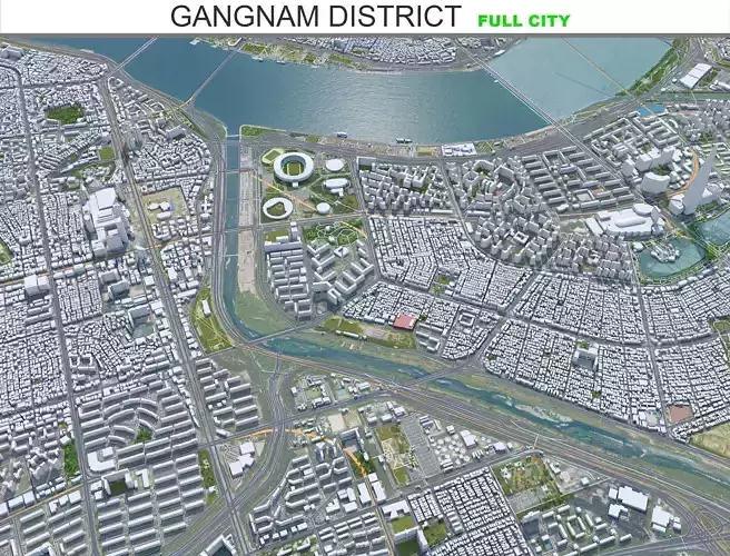 Gangnam District Seoul South Korea Low-poly 3D model