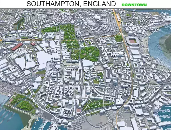 Southampton Downtown England Low-poly 3D model