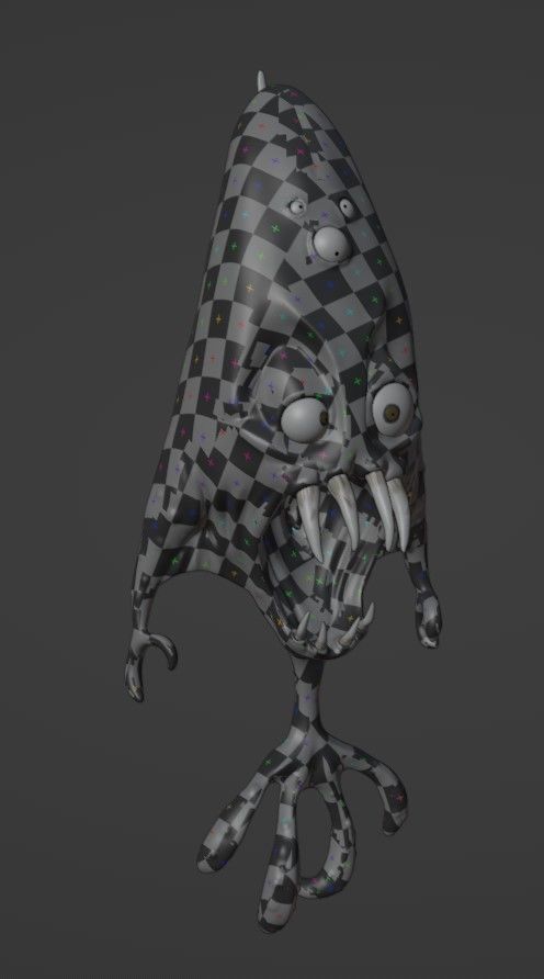 Red Stylized monster 3D model_3