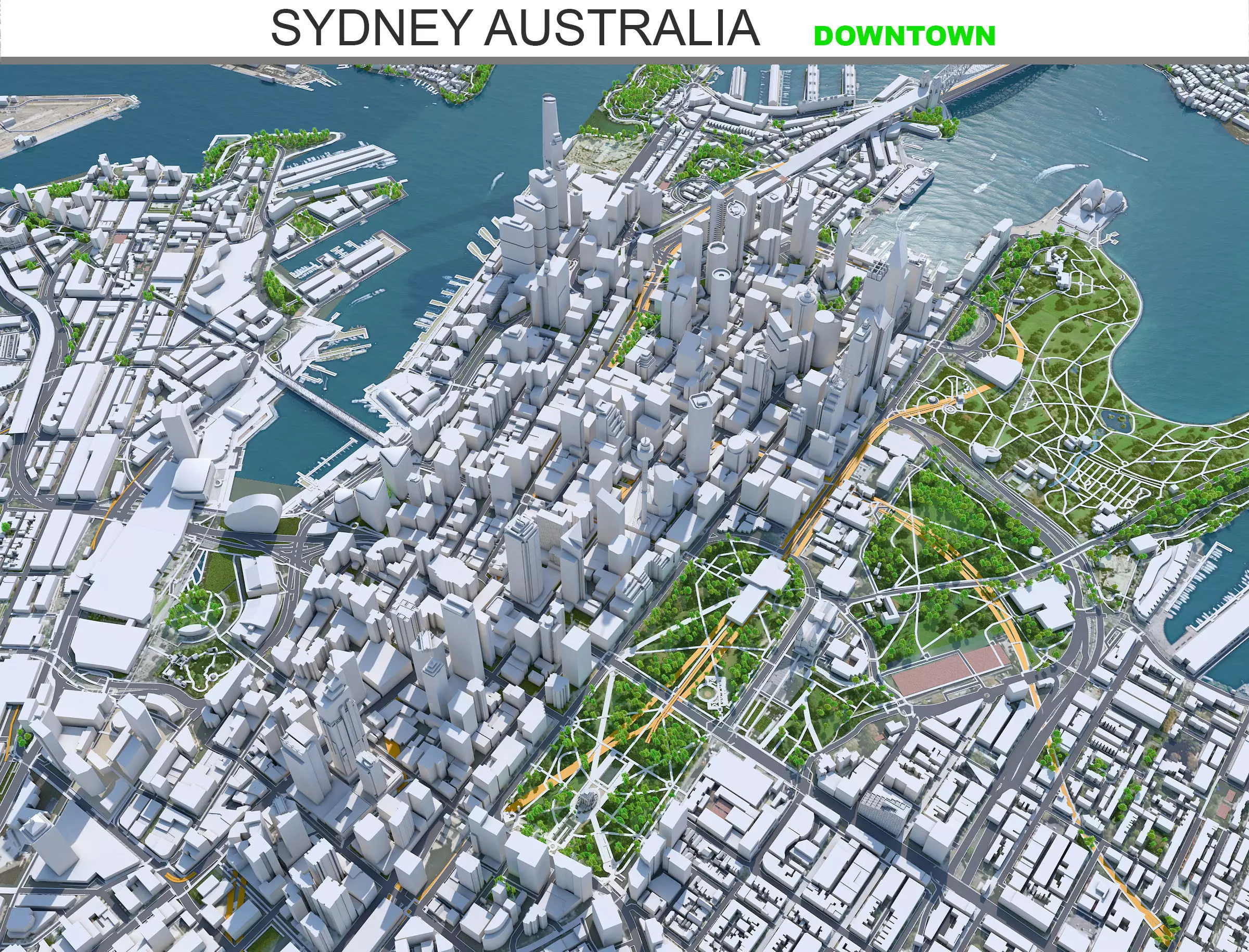 Sydney Downtown Australia Low-poly 3D model_0
