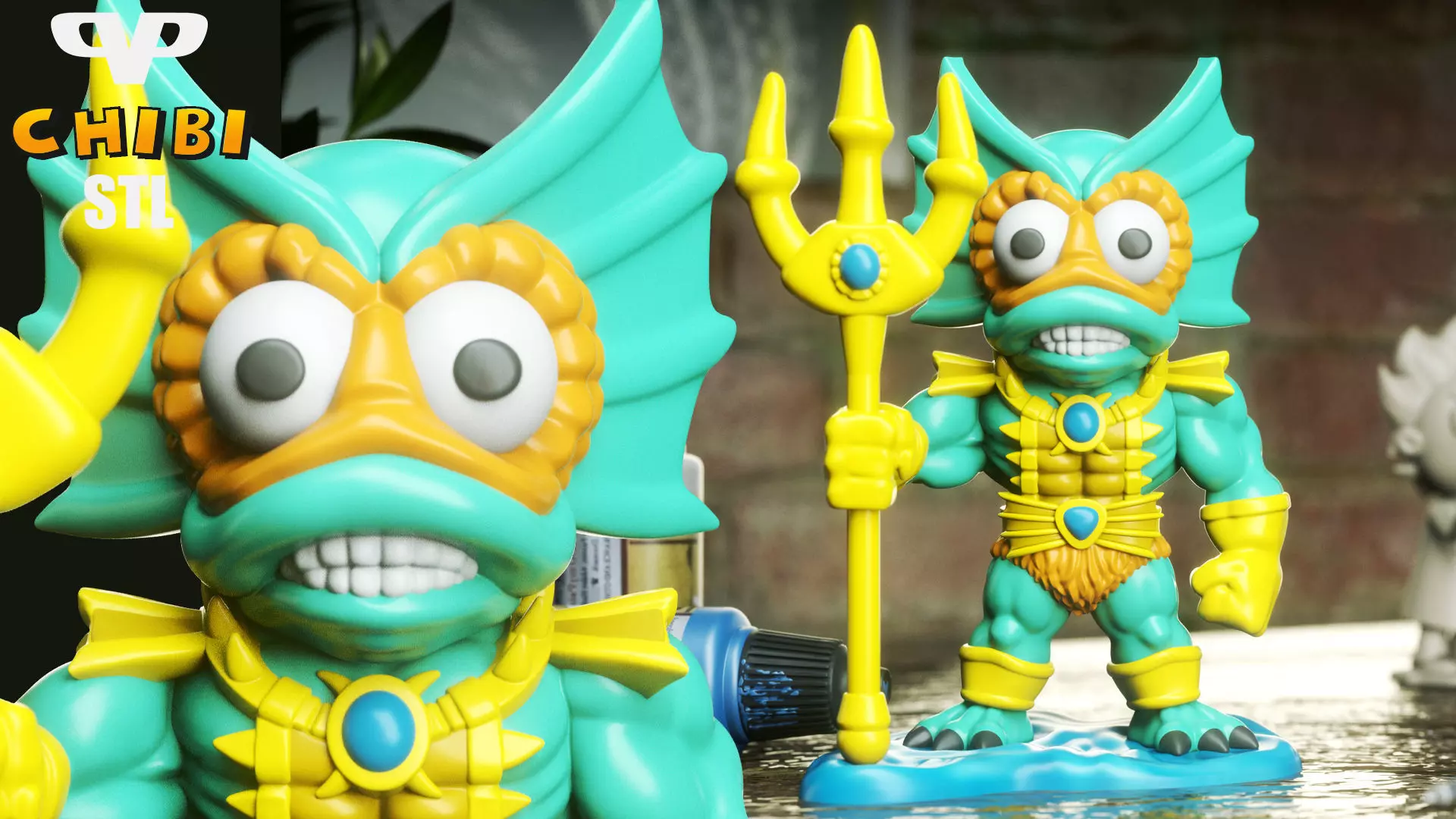 MOTU Mer-Man Chibi STL for 3D Printing ChibiSTL 3DXM 3D print model