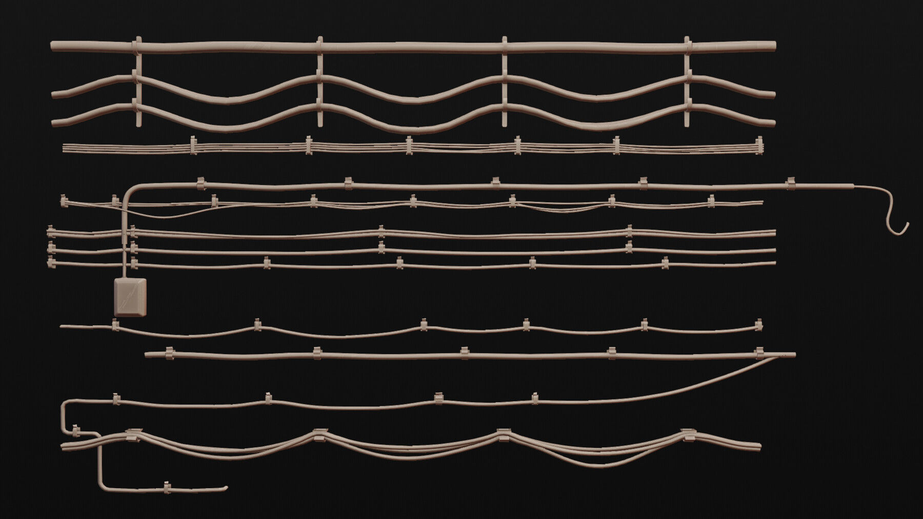 Tileable Cables Model Set  3D model_3
