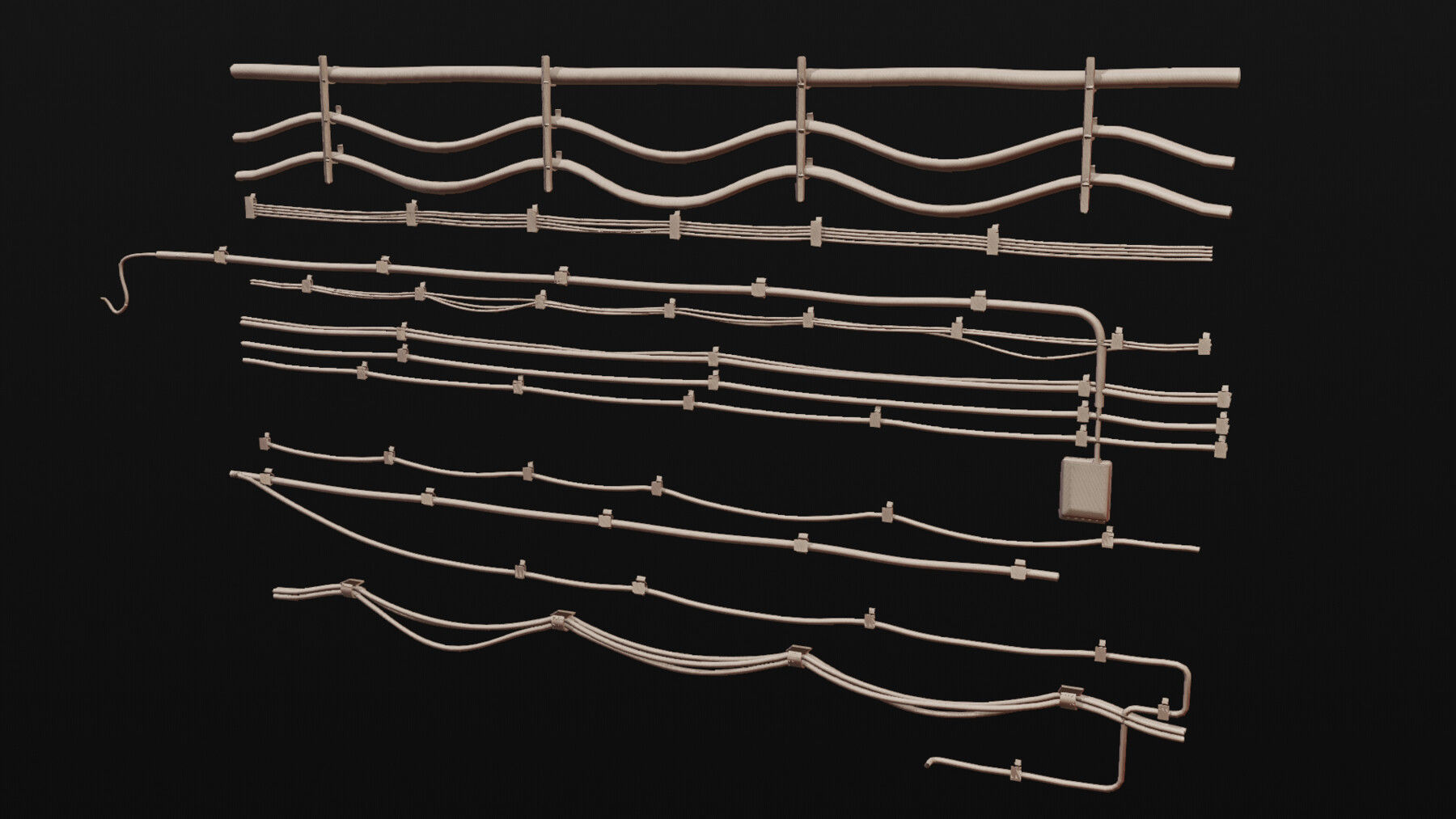 Tileable Cables Model Set  3D model_4