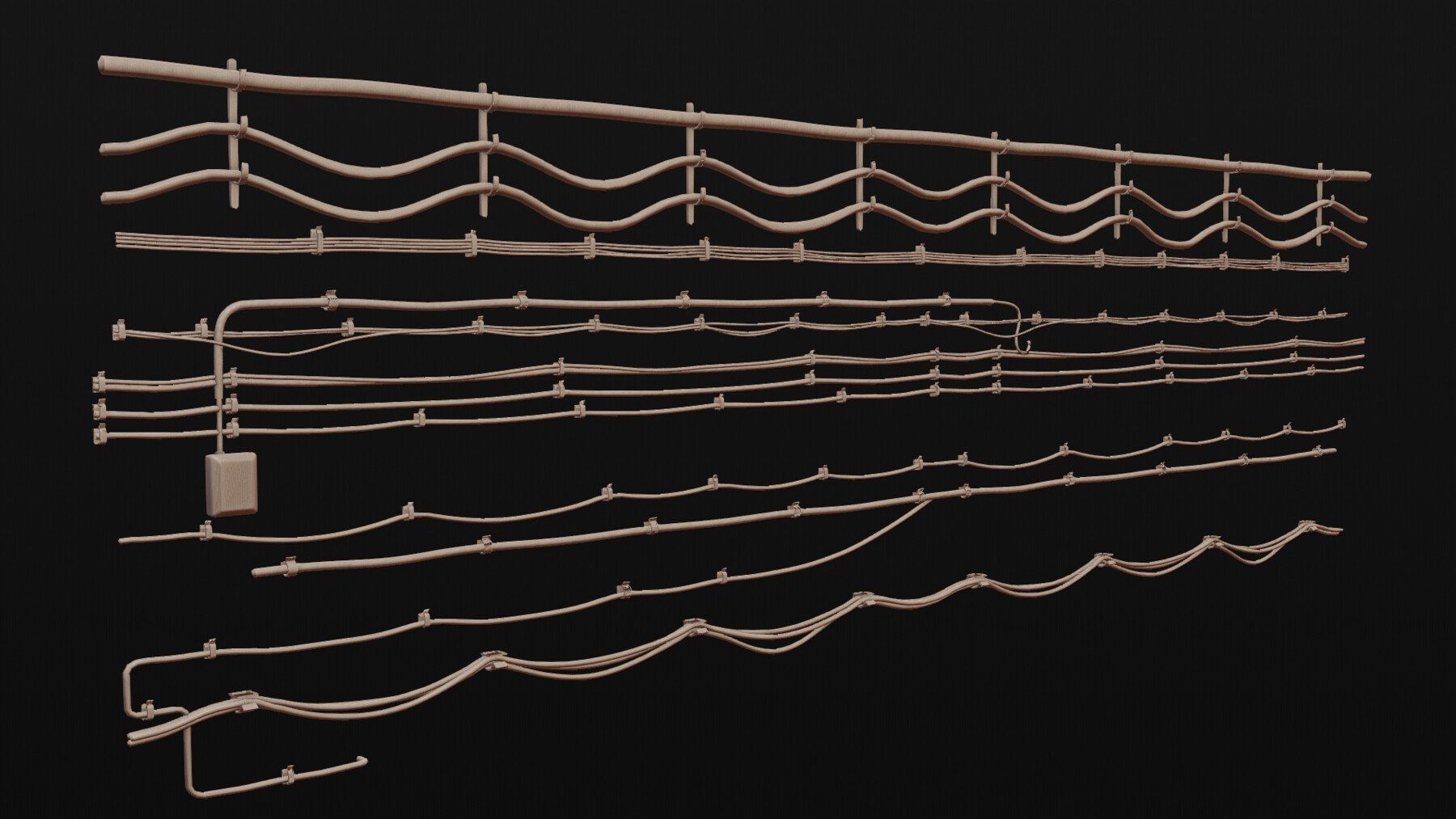 Tileable Cables Model Set  3D model_5
