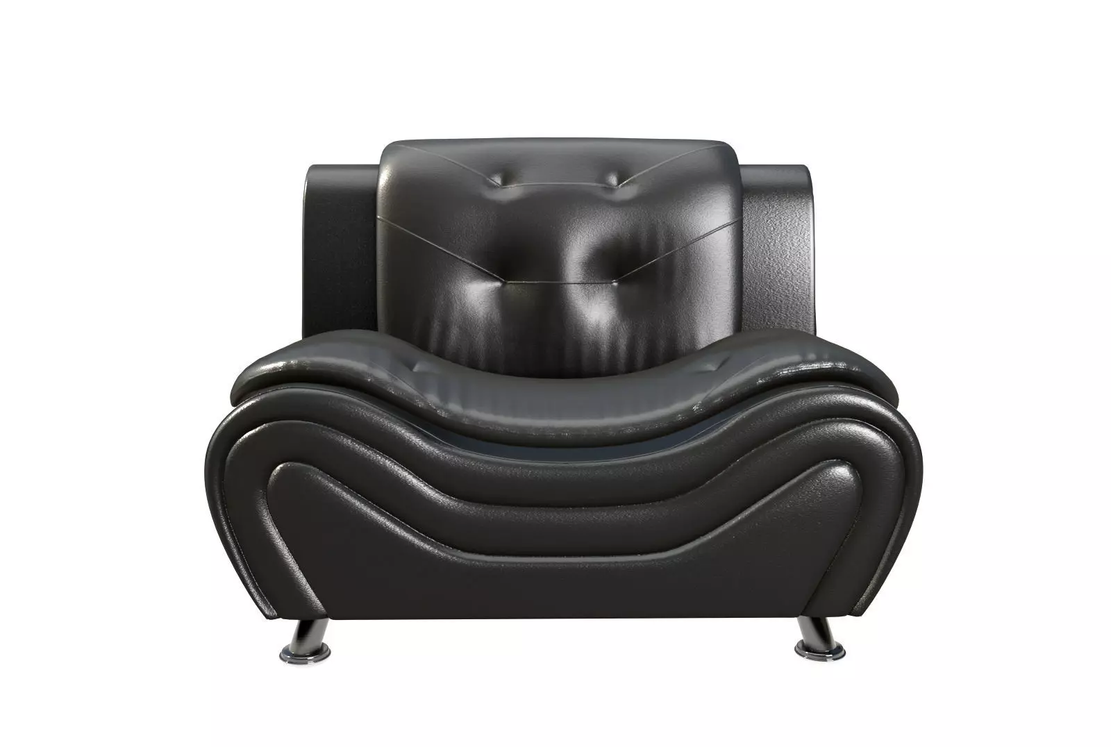 Faux Leather Club Chair - Black 3D model_0