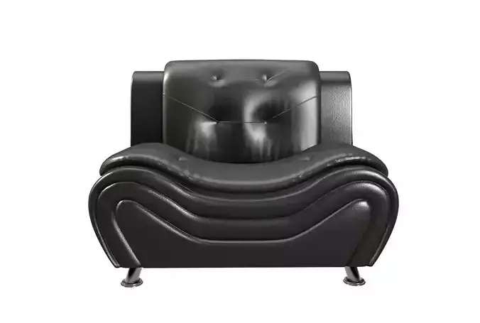Faux Leather Club Chair - Black 3D model Faux Leather Club Chair - Black 3D model