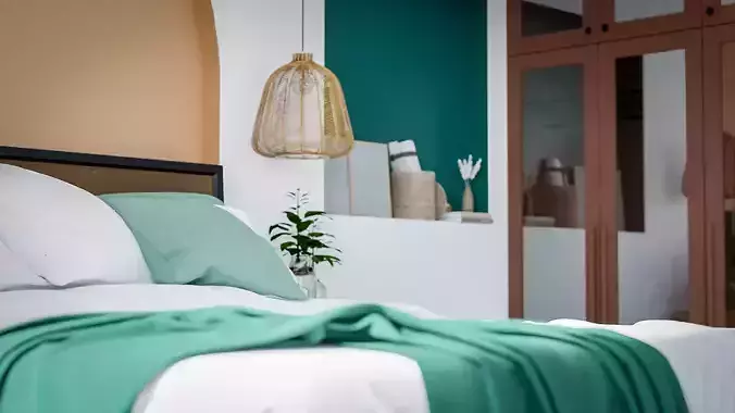 Modern Bali Bedroom Design  Low-poly 3D model