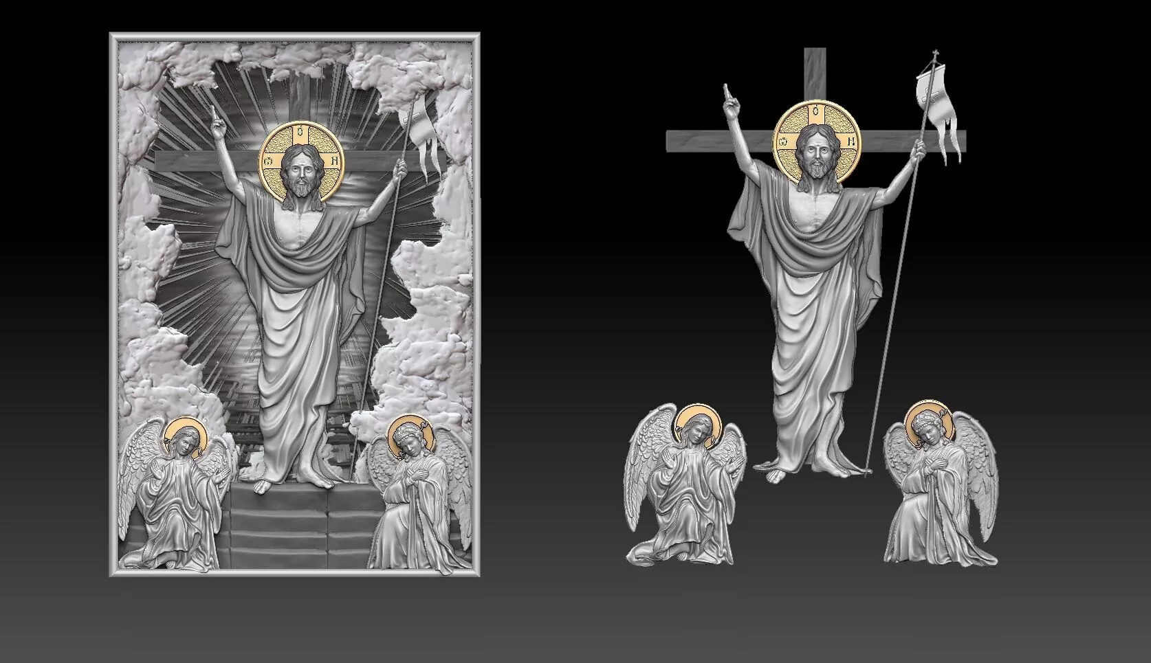 Jesus Christ with Angels 3D print model