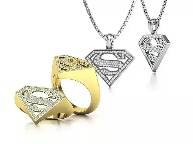 Superman Signet Ring and Pendant 3dprint models  3D Model Collection