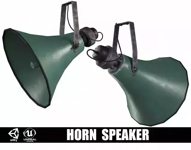 Old Military Horn Speaker Siren Low-poly 3D model