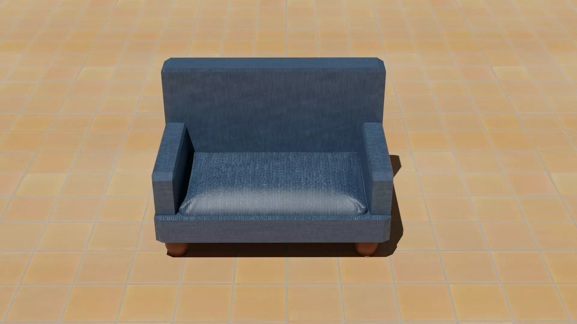 poltrona di tessuto blu blue fabric armchair Free 3D model