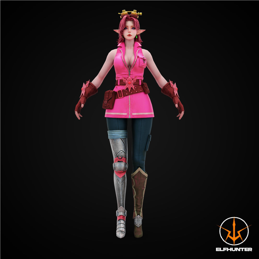 EXCLUSIVE ELF HUNTER EDITION RIGGED CHARACTER ELF STEAM PUNK Low-poly 3D model_2